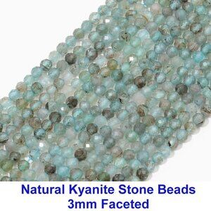 Natural Kyanite Stone Beads 3mm Faceted  15" Strand
